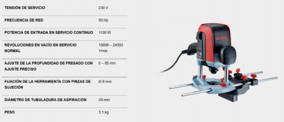 Fresadora superior lo 55 de mafell - caracteriticas técnicas
